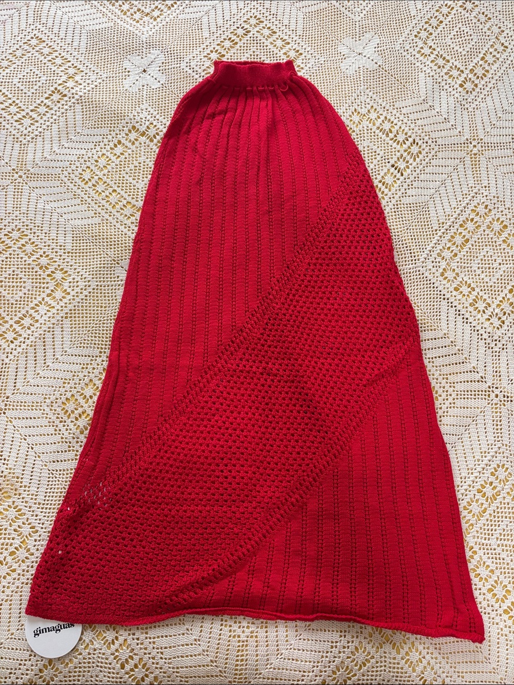 Gimaguas Bartola Skirt Vibrant Red Knit Maxi Skirt
